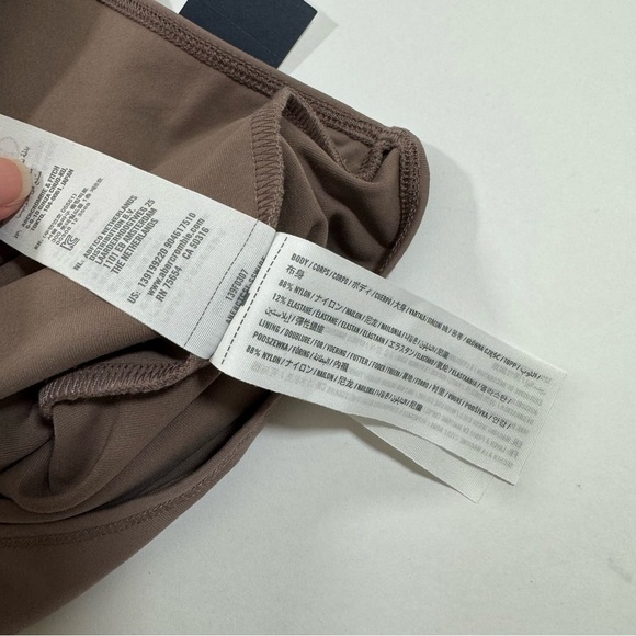 New Abercrombie High Neck Cutout Thong Bodysuit Taupe Brown - Picture 4 of 6